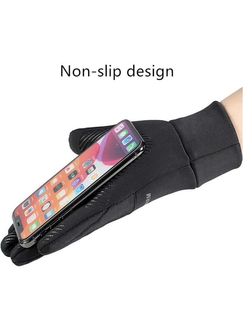 SOLARAE Touch Screen Cycling Gloves, Full Finger Waterproof Ski Gloves with Anti Slip Silicone Palm, Windproof Liner Thermal Warm Running Gloves for Driving, Hiking, Sports, Soccer, Shooting, Black - Image 4