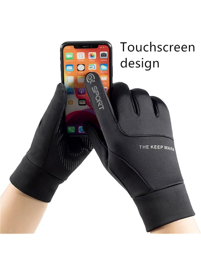 SOLARAE Touch Screen Cycling Gloves, Full Finger Waterproof Ski Gloves with Anti Slip Silicone Palm, Windproof Liner Thermal Warm Running Gloves for Driving, Hiking, Sports, Soccer, Shooting, Black - Image 2