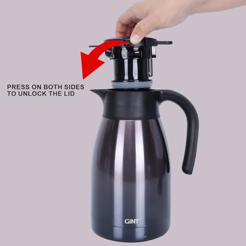 GiNT 51Oz Stainless Steel Thermal Coffee Carafe with Lid/Double Walled Vacuum Thermal Carafe / 12 Hour Heat Retention (Purple, 1.5L) - Image 5