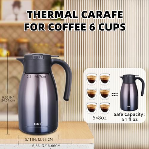 GiNT 51Oz Stainless Steel Thermal Coffee Carafe with Lid/Double Walled Vacuum Thermal Carafe / 12 Hour Heat Retention (Purple, 1.5L) - Image 4
