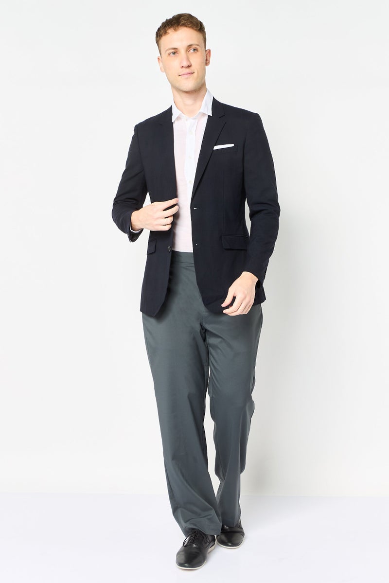 SELECTED Men Slim Fit Plaid Casual Blazer, Navy - Image 3