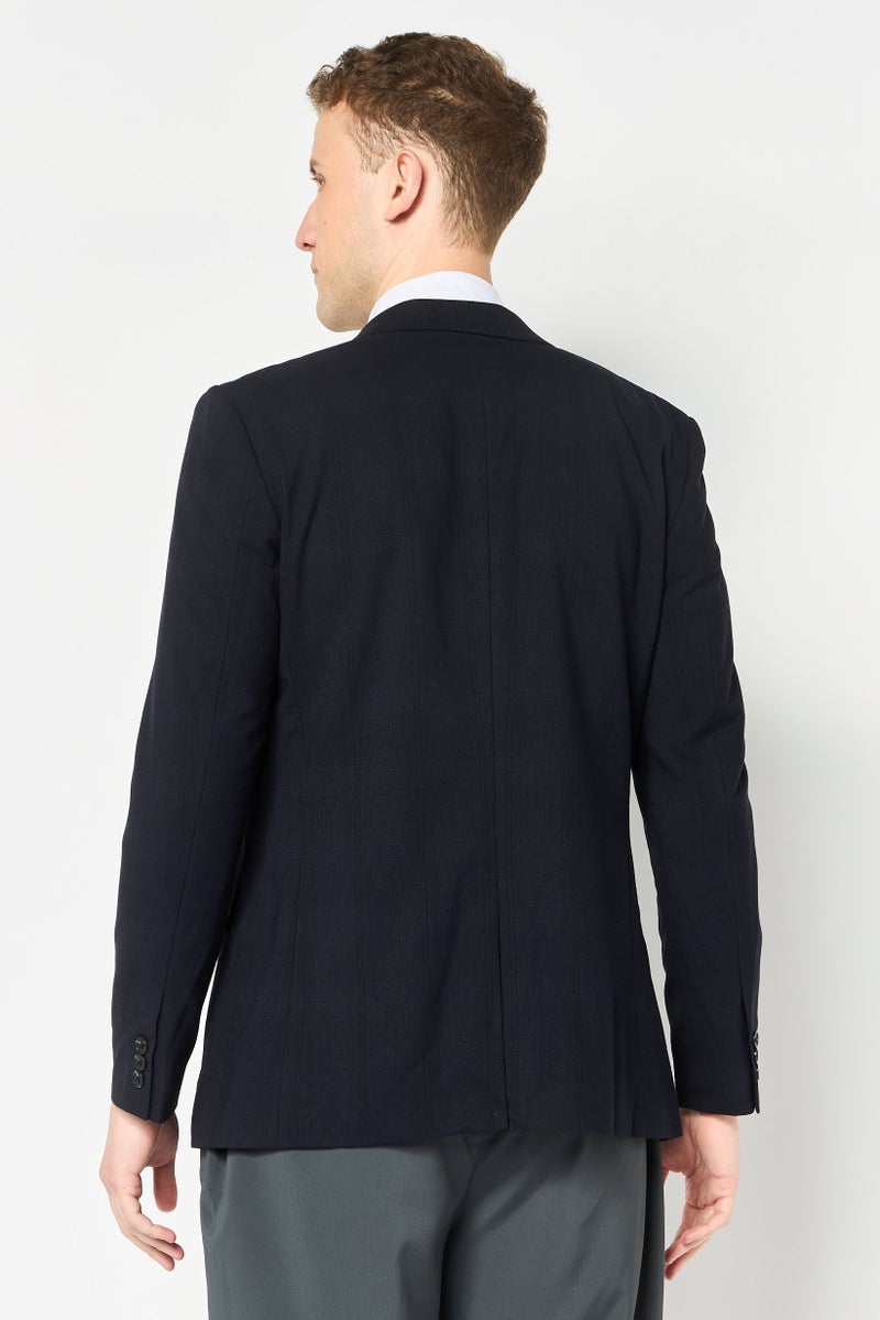 SELECTED Men Slim Fit Plaid Casual Blazer, Navy - Image 2