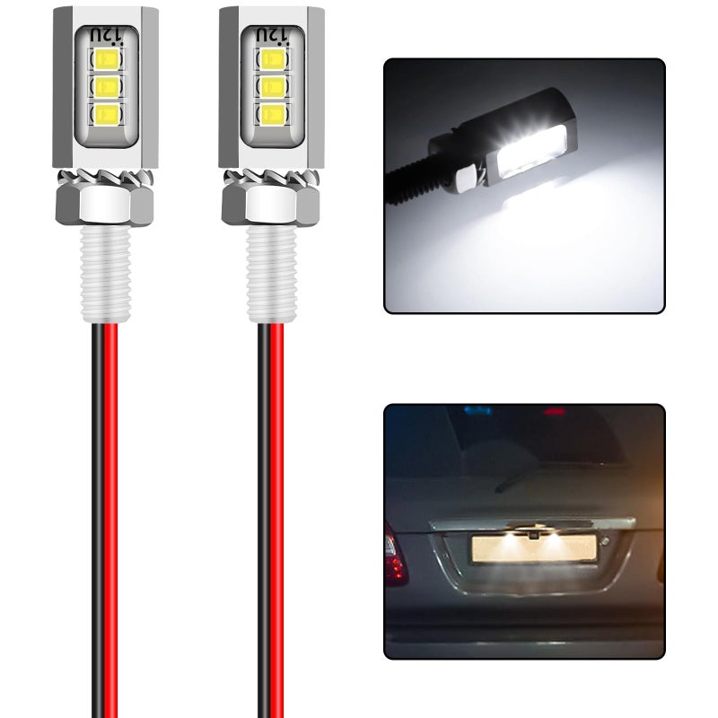 NIULPFZTK LED License Plate LightLicense Tag Screw Bolt Lamp12V White LED Bulb WaterproofRainproof IP68 Aluminium Light Holder Legal for Car Motorcycle Truck RV ATV Bike 2PCS Silvery - Image 3