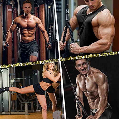 LANNEY Tricep Rope Cable Machine Attachment, 35" Triceps Pull Down Rope LAT Pulldown Attachments, Home Gym Accessories Set with Resistance Bands Handle, Ankle Straps, Carabiner, Wrist Wraps for Exercise - Image 5
