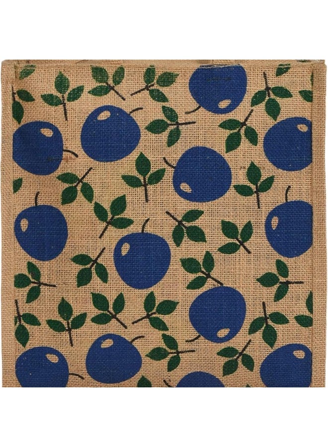 كوبير إندستريز حقيبة بقالة من Kuber Industries | حقيبة حمل من الجوت | حقيبة تسوق قابلة لإعادة الاستخدام | حقيبة بقالة بسحاب مع مقبض | حقيبة خضروات | حقيبة بقالة باللون الأزرق على شكل تفاحة | بني - Image 5