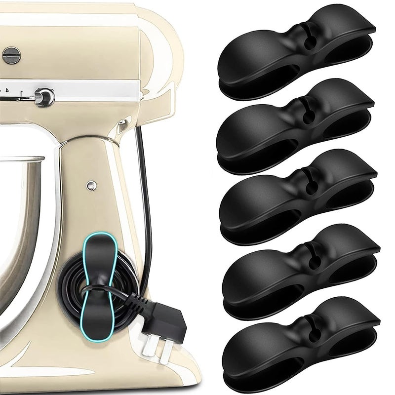 Akshved Akshved 4 PCS Silicone Self Adhesive Cord Organizer Cord Wrap Cords Holder Cable Organizer Stick Firmly on Kitchen Appliances Black 4 pcs  - Image 4