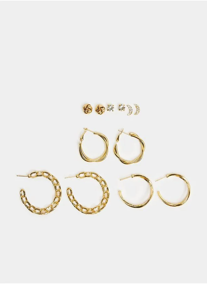 ستايلي Set of 6 - Assorted Stud & Hoop Earrings