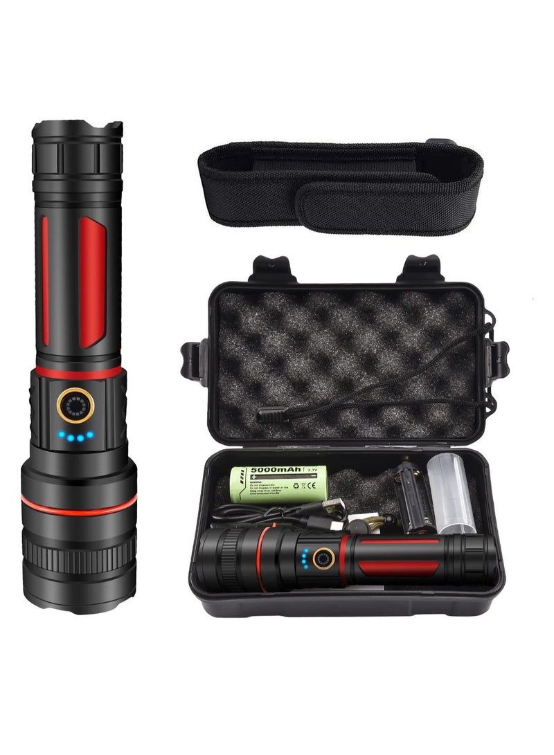 Rechargeable LED Flashlights High Lumens 120000 Lumens Super Bright Flashlight 5 Modes Zoomable IP68 Waterproof Tactical Flashlights for Emergencies and Camping  - Image 1
