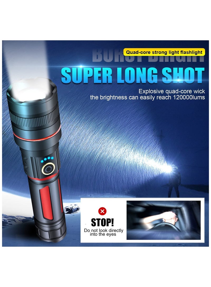 Rechargeable LED Flashlights High Lumens 120000 Lumens Super Bright Flashlight 5 Modes Zoomable IP68 Waterproof Tactical Flashlights for Emergencies and Camping  - Image 3