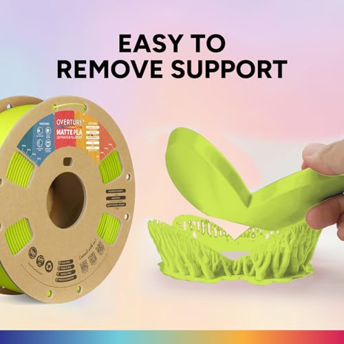 OVERTURE Matte PLA 3D Printer Filament 1.75mm, Matt Surface & Low Warping Filament 1kg Spool (2.2 lbs), Accuracy +/- 0.02 mm, Fit Most FDM Printers (Matte Grass Green) - Image 4