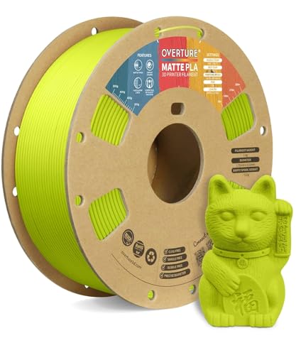 OVERTURE Matte PLA 3D Printer Filament 1.75mm, Matt Surface & Low Warping Filament 1kg Spool (2.2 lbs), Accuracy +/- 0.02 mm, Fit Most FDM Printers (Matte Grass Green) - Image 1