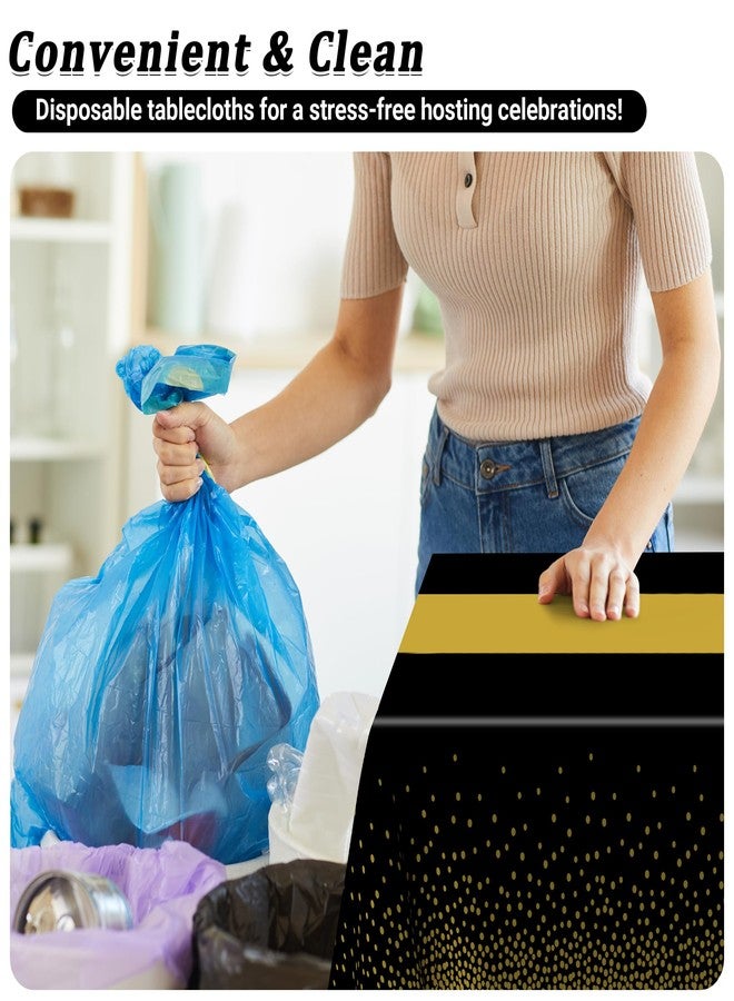 QZYL 4Pack Black and Gold Tablecloths for Events, 54" x 108" Plastic Table Cloth Disposable for Rectangle Tables, Waterproof Table Cloth Cover for New Years Eve Decorations Holiday Birthday Wedding Dining - Image 5