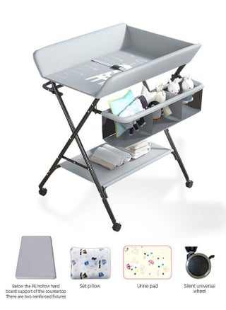 Adjustable Baby Changing Table Dresser with Wheels, Folding Saving Space Diaper Changing Station Adjustable Portable Changing Care Unit for Baby Infant, with Bottom Rack, Side Basket and Clothes Rail - pzsku/ZC8F4C932A9D6D7ED63CAZ/45/1741856751/5d17c9d1-c437-49c8-8692-2af7f6f1ee66