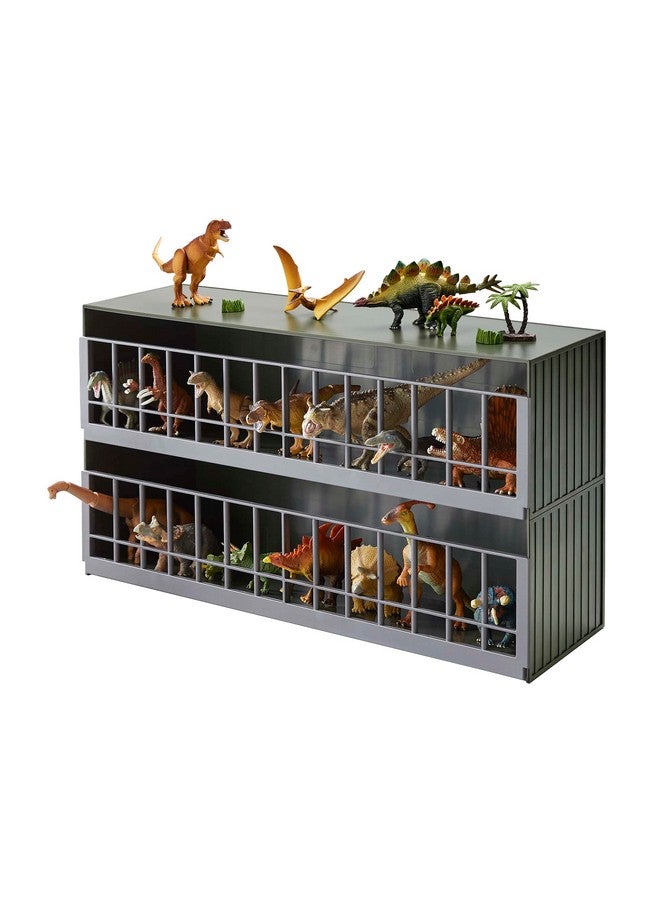 Yamazaki Home Two-Tier Toy Dinosaur and Animal Display Storage Rack, Childrens' Toy Bin Organizer Box, Plastic, Stackable, No Assembly Req. - Image 1
