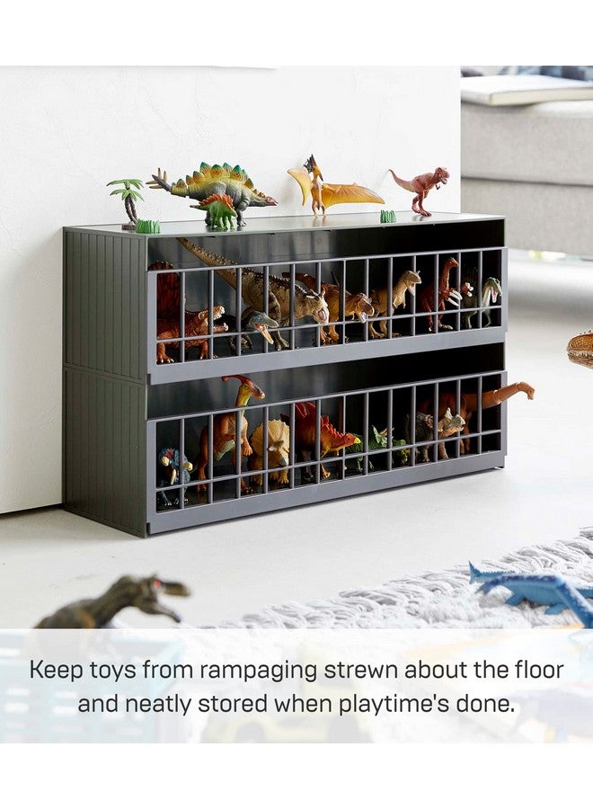 Yamazaki Home Two-Tier Toy Dinosaur and Animal Display Storage Rack, Childrens' Toy Bin Organizer Box, Plastic, Stackable, No Assembly Req. - Image 4