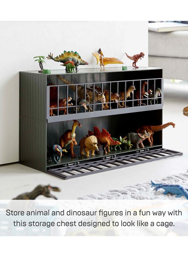 Yamazaki Home Two-Tier Toy Dinosaur and Animal Display Storage Rack, Childrens' Toy Bin Organizer Box, Plastic, Stackable, No Assembly Req. - Image 2