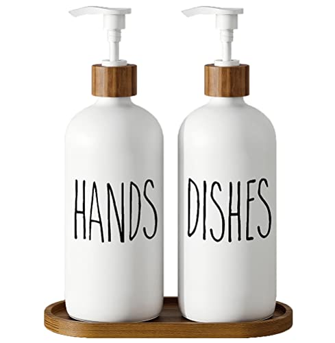 Aeakey Dish Soap Dispenser for KitchenGlass Hand Soap Dispenser Modern Farmhouse Decor for BathroomKitchen Decor - Image 1