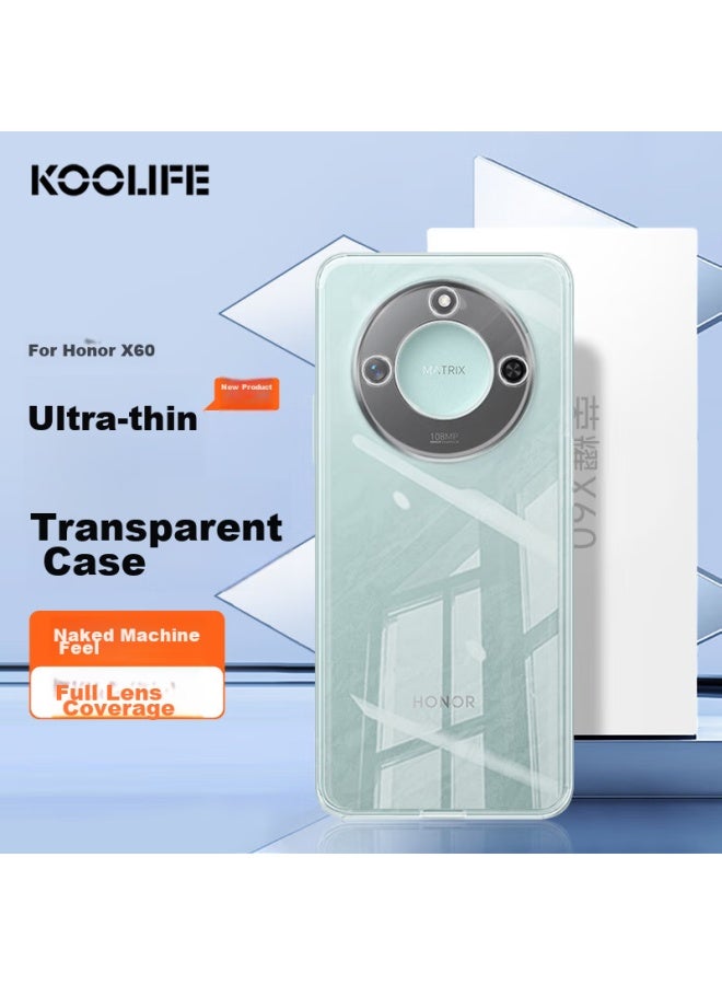 Koolife Compatible With Honor X60 Phone Case, Honor X60 Phone Cover, Full Lens Protection, Simple Skin-friendly Transparent Soft Case, Fingerprint-resistant Outer Back Cover - Image 1