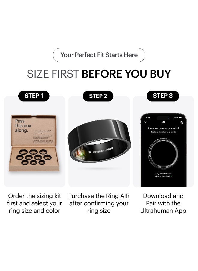 Ultrahuman Ring AIR - Advanced Sleep-Tracking Wearable, HRV & Temperature Monitoring, Track Workout, Movement & Recovery, Water Resistant, 6 Days Battery Life(Size 9) - Image 2