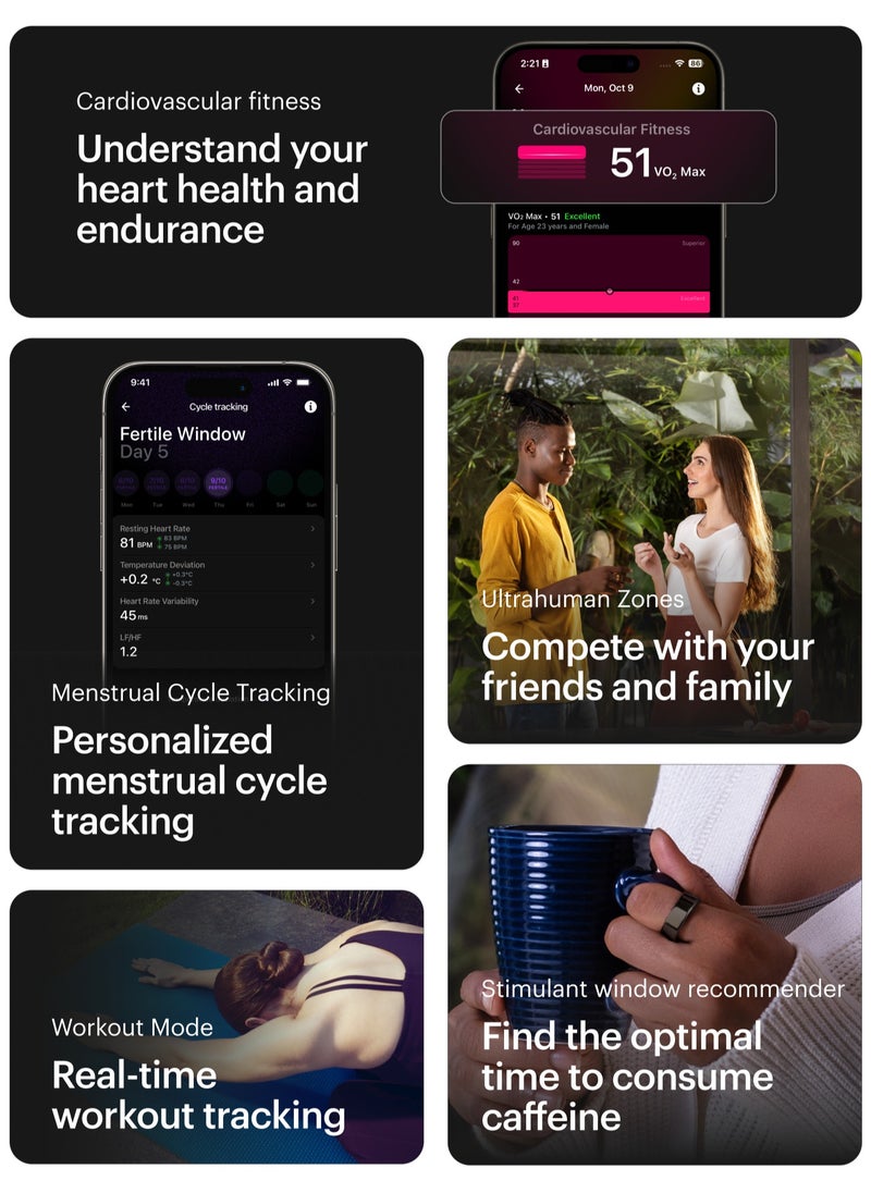 ULTRAHUMAN - Ultrahuman Ring AIR - Advanced sleep-tracking wearable, HRV & Temperature Monitoring,Track workout, movement & recovery, Water resistant, 6 Days Battery Life(Size 9) - Image 1