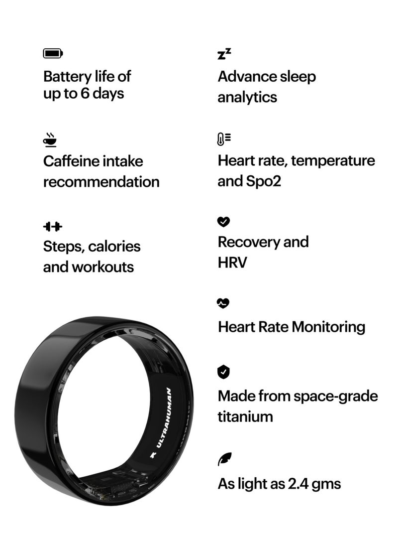 ULTRAHUMAN - Ultrahuman Ring AIR - Advanced sleep-tracking wearable, HRV & Temperature Monitoring,Track workout, movement & recovery, Water resistant, 6 Days Battery Life(Size 9) - Image 1