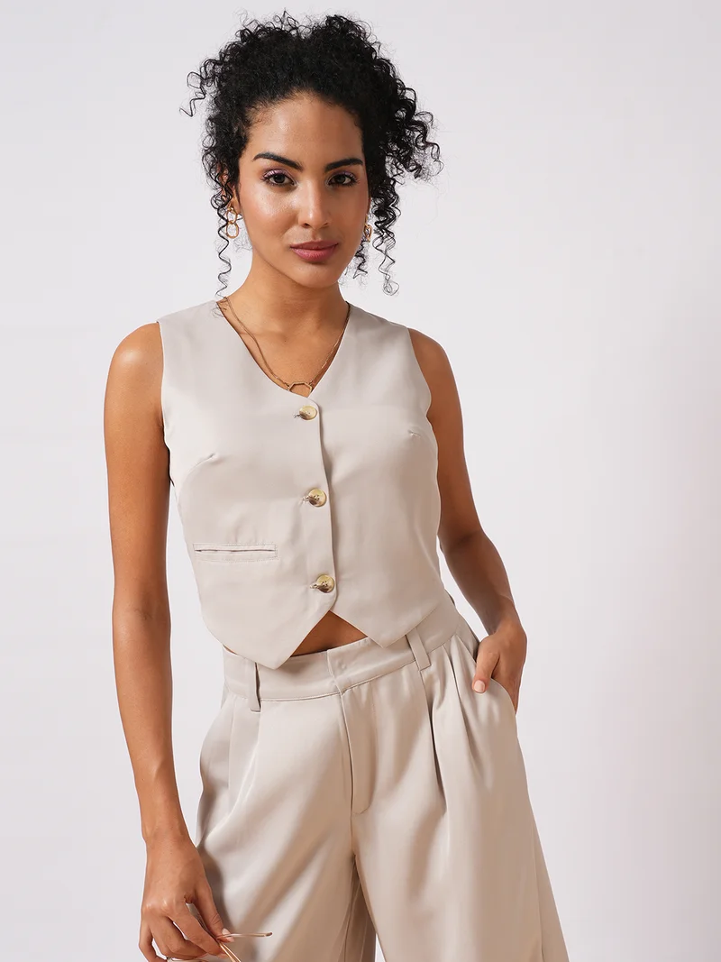 globus Women V-Neck Sleeveless Top With Trouser