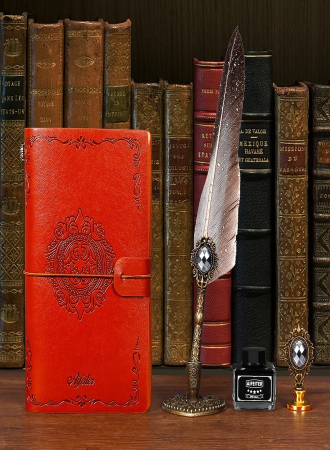 Aifeiter مجموعة أقلام وحبر Aifeiter Feather، تتضمن قلم ريشة، دفتر ملاحظات، حبر، 5 رؤوس قابلة للاستبدال، حامل قلم، كوب، ختم، ملعقة، خرزة شمع، شمع أبيض، ظرف وورق كتابة، إلخ. مجموعة أقلام الخط Feather - رمادي - Image 4