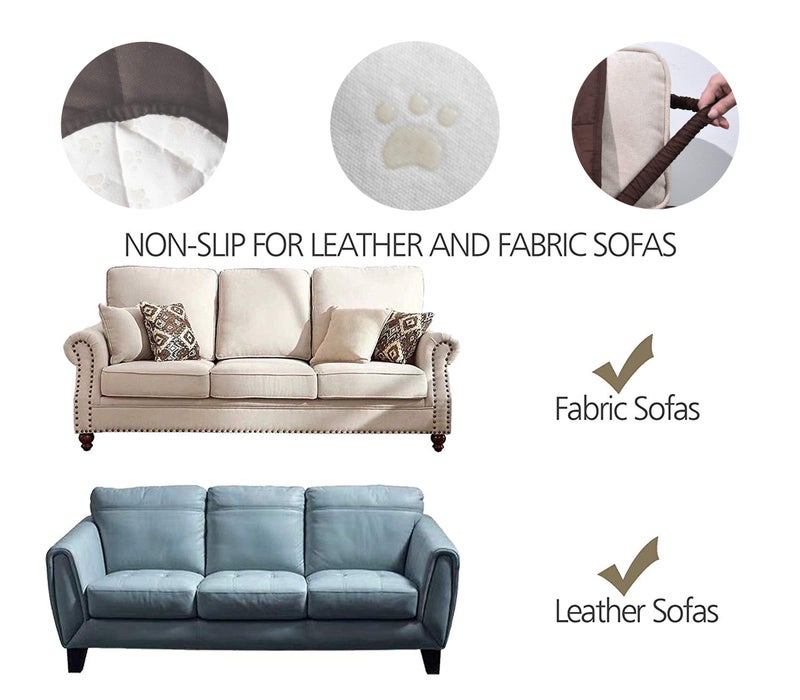 Ameritex Couch Sofa Slipcover 100% Waterproof Nonslip Quilted Furniture Protector Slipcover for Dogs, Children, Pets Sofa Slipcover Machine Washable (Chocolate, 78'') - Image 3