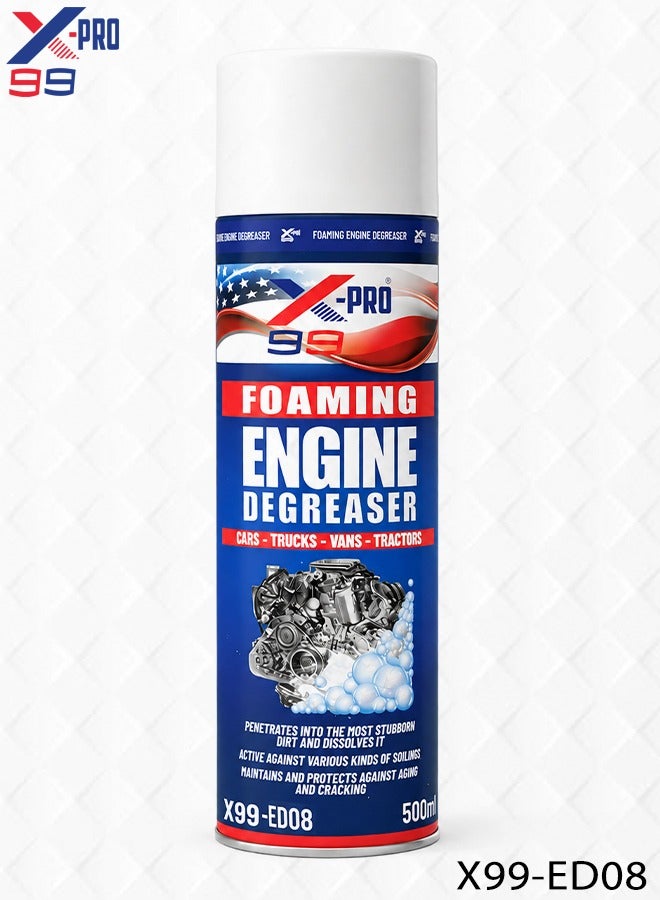 X Pro 99 X-PRO X99-ED08 Foaming Engine Degreaser Spray 500ml, Engine Cleaner Foam for Cars Trucks Vans Tractors & Motorcycles, Removes Dirt Grime Oil Residue, Fast Acting Engine Bay Cleaner for Metal Parts & Workshop Equipment ERPC38223 - Image 1
