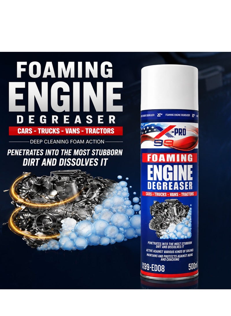 X Pro 99 X-PRO X99-ED08 Foaming Engine Degreaser Spray 500ml, Engine Cleaner Foam for Cars Trucks Vans Tractors & Motorcycles, Removes Dirt Grime Oil Residue, Fast Acting Engine Bay Cleaner for Metal Parts & Workshop Equipment ERPC38223 - Image 2