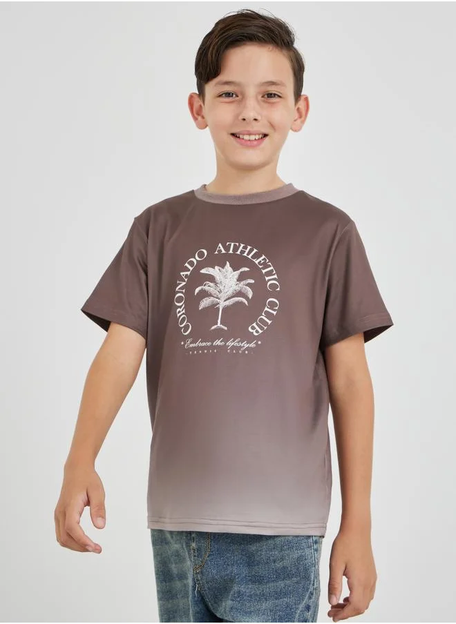 ستايلي Styli Slogan Print Round Neck T-Shirt