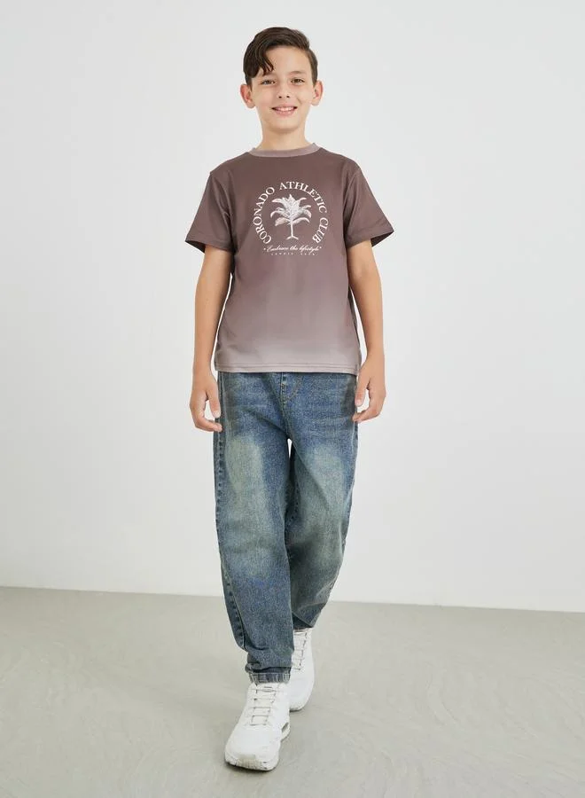 Styli Slogan Print Round Neck T-Shirt