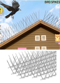 Generic Bird Spikes - Pigeon Spikes - Bird Deterrent Spikes - Stainless Steel - Pigeon & Seagull Defense - Easy Setup - Keeps Birds Under Control - Covers  - Image 1