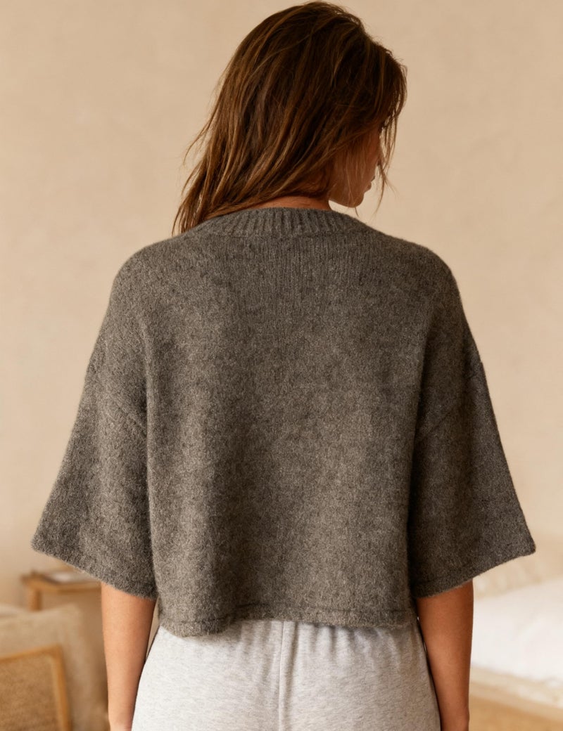 Springrain Cardigan Sweaters for Women Lightweight Knit Cropped Cardigan Button Up Solid Knitwear(Coffee-S) - Image 3