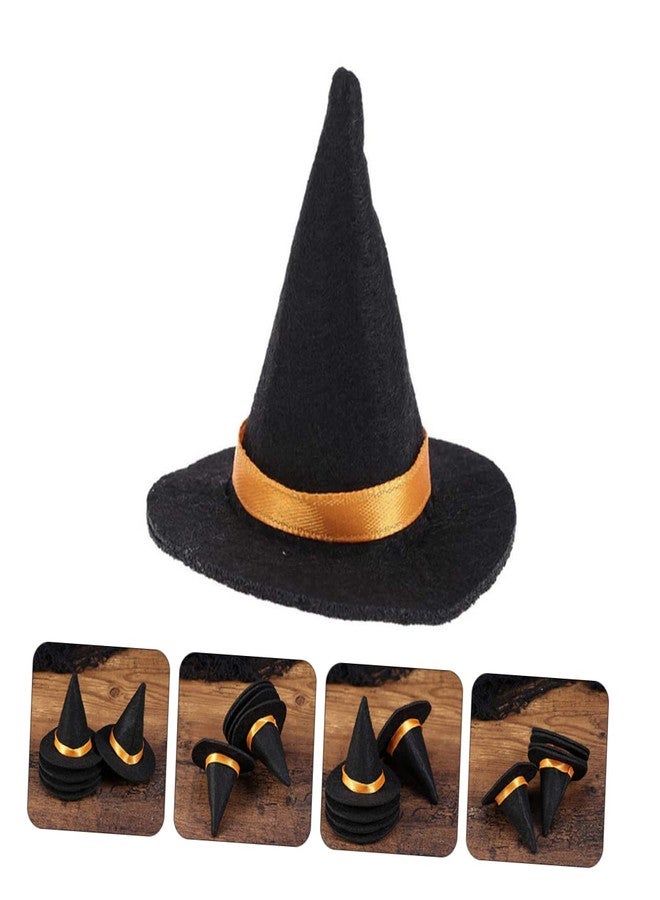 جارنيك قبعات ساحرة صغيرة من جارنيك، 10 قطع، للحرف اليدوية، قبعة ساحرة صغيرة للهالوين، قبعة ساحرة معلقة كبيرة، زجاجة نبيذ لتزيين حفلات الهالوين التنكرية - Image 3