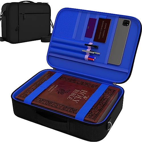 DEHITE Bible Case for Men and Women – Bible Bag – Black Large Size – Fits Book 10.1 x 7.1 x 1.9 in – Pen Slots – Zippered Pocket – Shoulder Strap – Premium Fabric – Church Christian Gift - Image 1