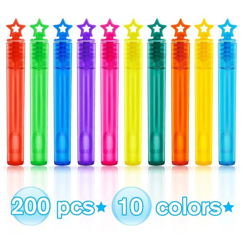 Letapapa Bubble Wand, 200 Pcs Mini Bubble Wands Bulk in 10 Colors, Bubble Party Favors for Kids, Summer Toys, Indoor Outdoor Activity, Themed Birthday, Wedding, for Girls & Boys - Image 3