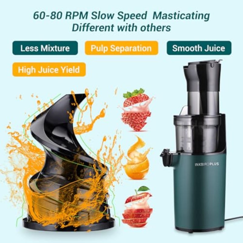 Slow cold press juicer for leafy greens and vegetables, BPA-free plastic, black, high juice yield and nutrient retention - Image 2