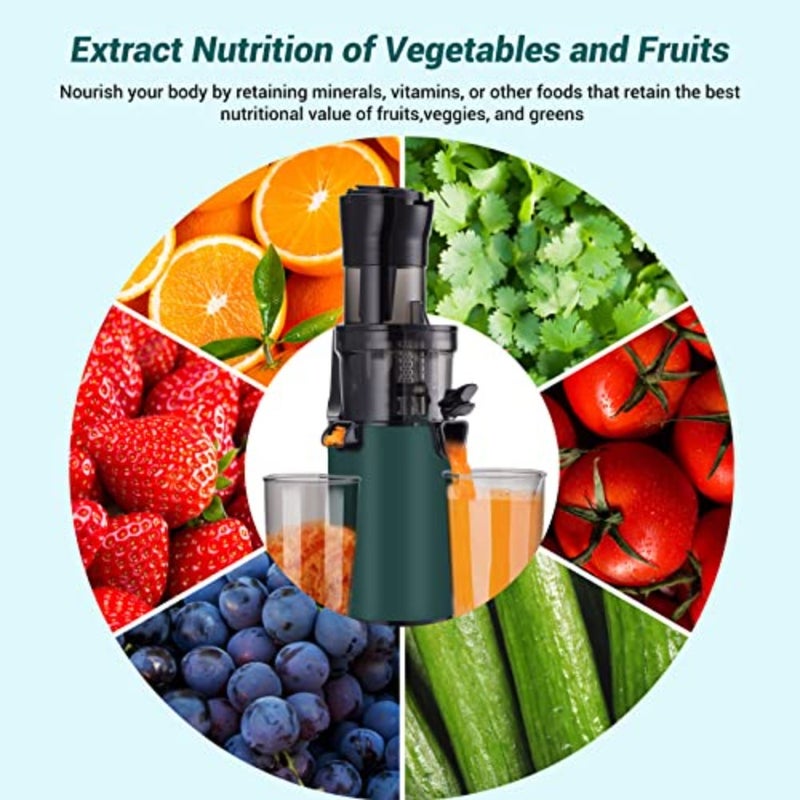 Slow cold press juicer for leafy greens and vegetables, BPA-free plastic, black, high juice yield and nutrient retention - Image 5