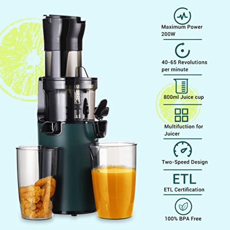 Slow cold press juicer for leafy greens and vegetables, BPA-free plastic, black, high juice yield and nutrient retention - Image 4