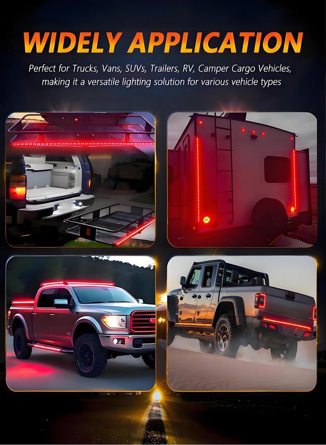 Qasim 48/49inch LED Truck Tailgate Light Strip 5 Function Red/White for Tail Running Brake Light Turn Signal Emergency Warning Reverse Light for Pickup SUV Trailer Cargo - Image 4