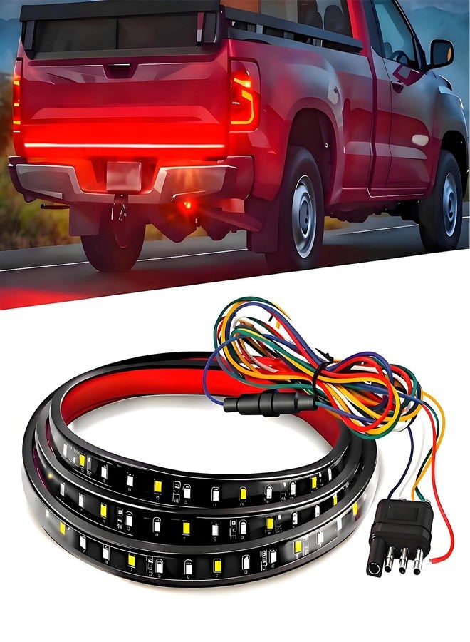 Qasim 48/49inch LED Truck Tailgate Light Strip 5 Function Red/White for Tail Running Brake Light Turn Signal Emergency Warning Reverse Light for Pickup SUV Trailer Cargo - Image 1