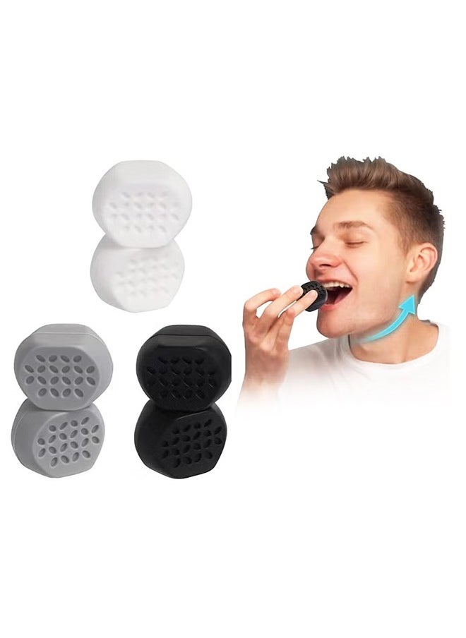 Generic 6Pcs for Men Women Resistance Levels Silicone Jaw Exerciser Tablets Powerful Jaw Trainer for Beginner, Intermediate Advanced Users Mandibular Trainer Masseter Ball (Grey/White/Black)  - Image 1