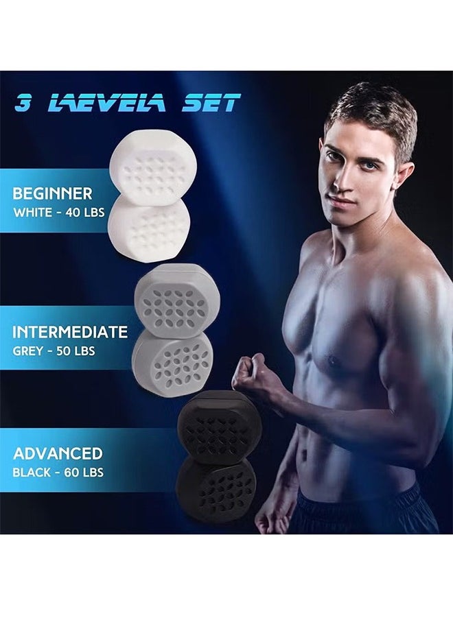 Generic 6Pcs for Men Women Resistance Levels Silicone Jaw Exerciser Tablets Powerful Jaw Trainer for Beginner, Intermediate Advanced Users Mandibular Trainer Masseter Ball (Grey/White/Black)  - Image 3