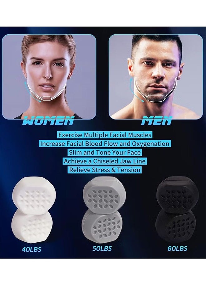 Generic 6Pcs for Men Women Resistance Levels Silicone Jaw Exerciser Tablets Powerful Jaw Trainer for Beginner, Intermediate Advanced Users Mandibular Trainer Masseter Ball (Grey/White/Black)  - Image 2