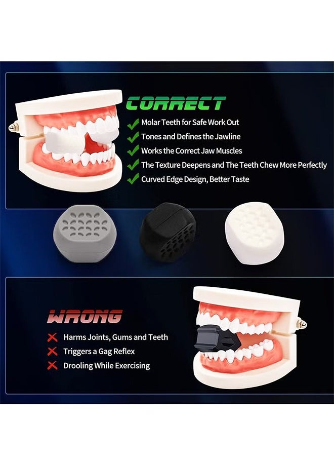 Generic 6Pcs for Men Women Resistance Levels Silicone Jaw Exerciser Tablets Powerful Jaw Trainer for Beginner, Intermediate Advanced Users Mandibular Trainer Masseter Ball (Grey/White/Black)  - Image 4
