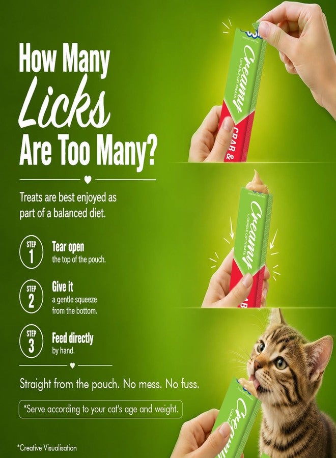 Drools Creamy Lickable Cat Treats (75g x 5 Pouches) Total 375g | Crab & Chicken | Easy to Hand Feed | Enriched with Vitamins - Image 4
