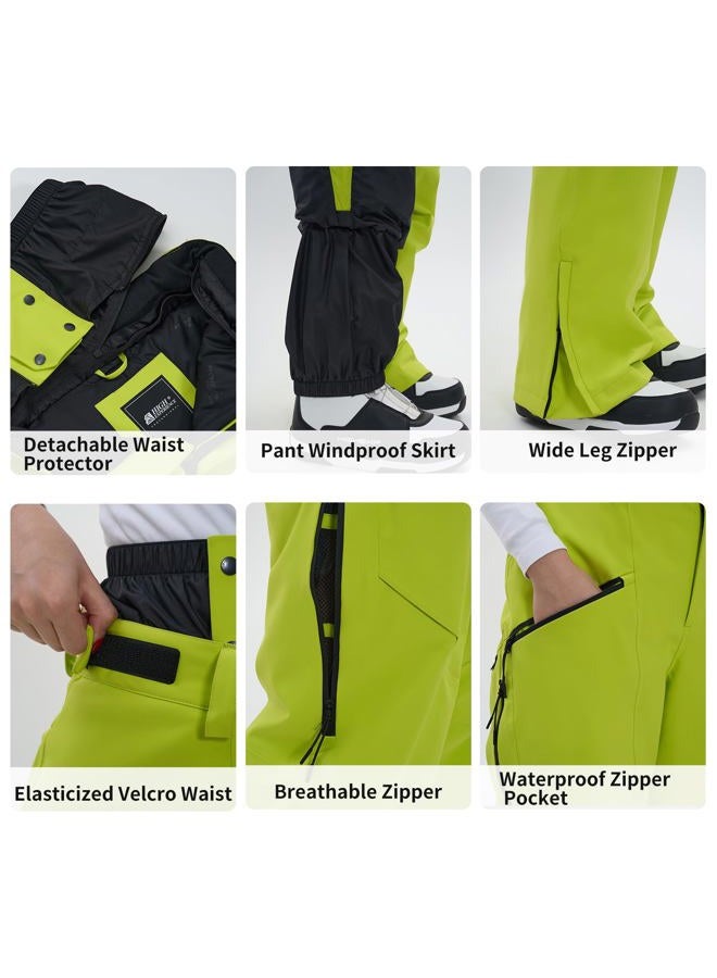 HIGH EXPERIENCE Ski Pants Snow Snowboard Pants Waterproof Insulated Baggy Windproof Hiking Winter Warm for Men Women (Pear Color, Small) - Image 5