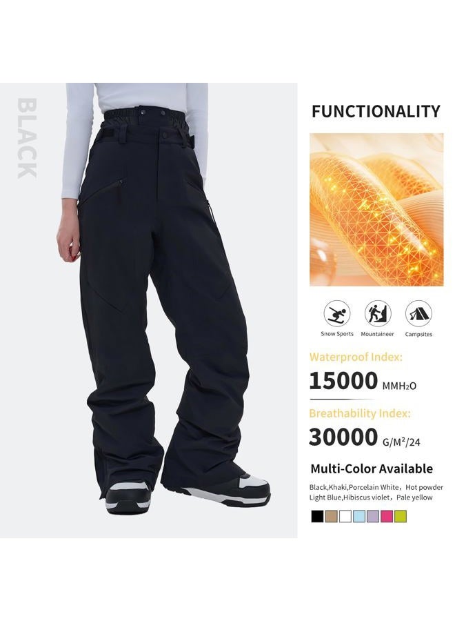 HIGH EXPERIENCE Ski Pants Snow Snowboard Pants Waterproof Insulated Baggy Windproof Hiking Winter Warm for Men Women (Pear Color, Small) - Image 4