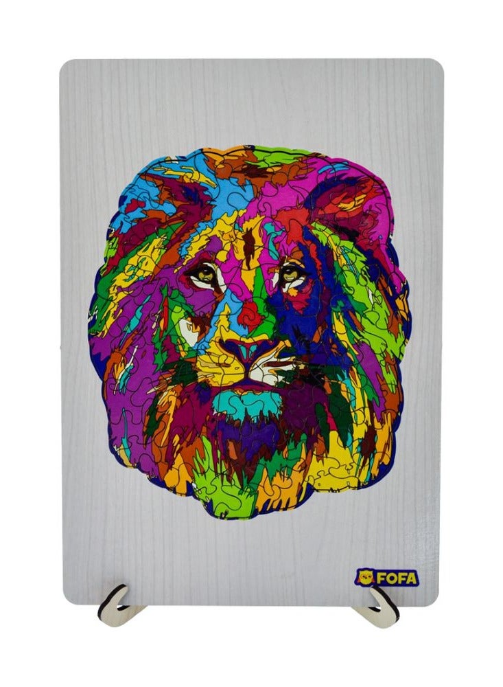 FOFA Wooden Puzzle Colourful in a frame - Lion - Image 2